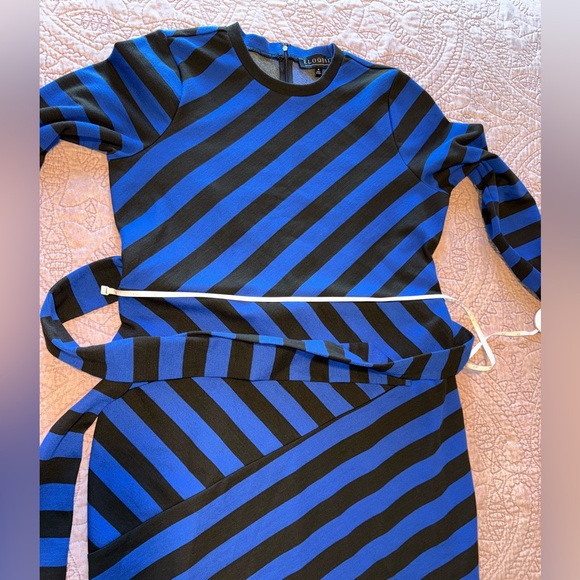 Eloquii Blue and Black Striped Long Sleeve Dress - Picture 4 of 15